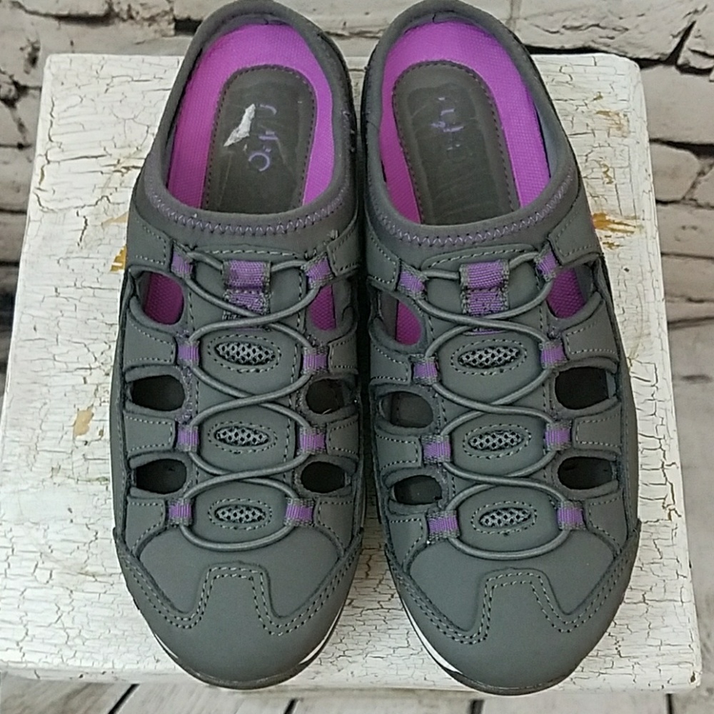 Ryka grey and purple sandals / slip ons sz 6.5m